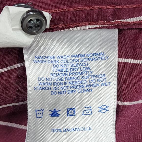 Lands End Top Womens 22W Burgundy White Striped Popover No Iron Supima Cotton - Picture 6 of 10